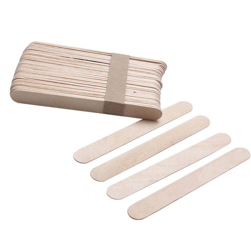 50Pcs Disposable Food Grade Wooden Ice Cream Sticks Popsicle Sticks Waxing Applicator Body Hair Removal Wooden Sticks Spatula Tongue Depressors Paint Stick for Crafts