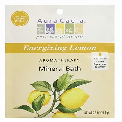 Aura Cacia Aromatherapy Mineral Bath Energizing Lemon - 2.5 oz - Case of 6
