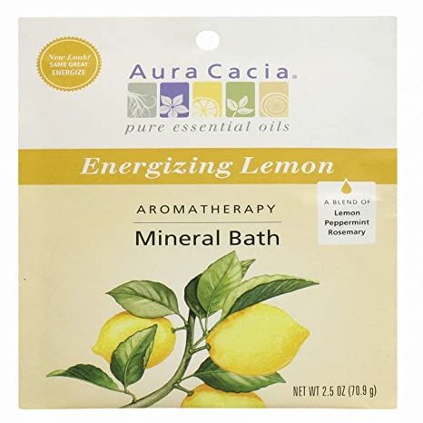 Aura Cacia Aromatherapy Mineral Bath Energizing Lemon - 2.5 oz - Case of 6