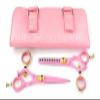 2 Piece Hairdressing Set - Scissors Thinning Shears in Protective Snap Case Pink view 1