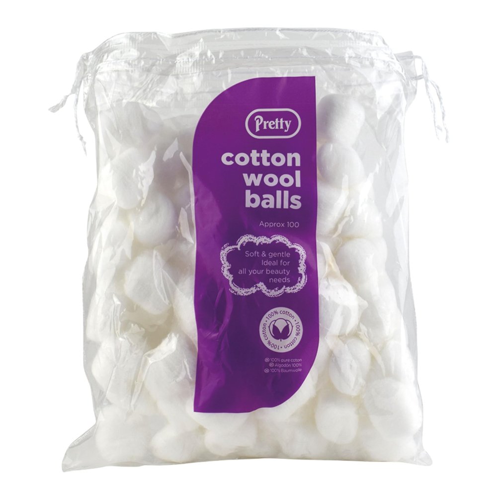 Pretty White Cotton Wool Balls, 100 g