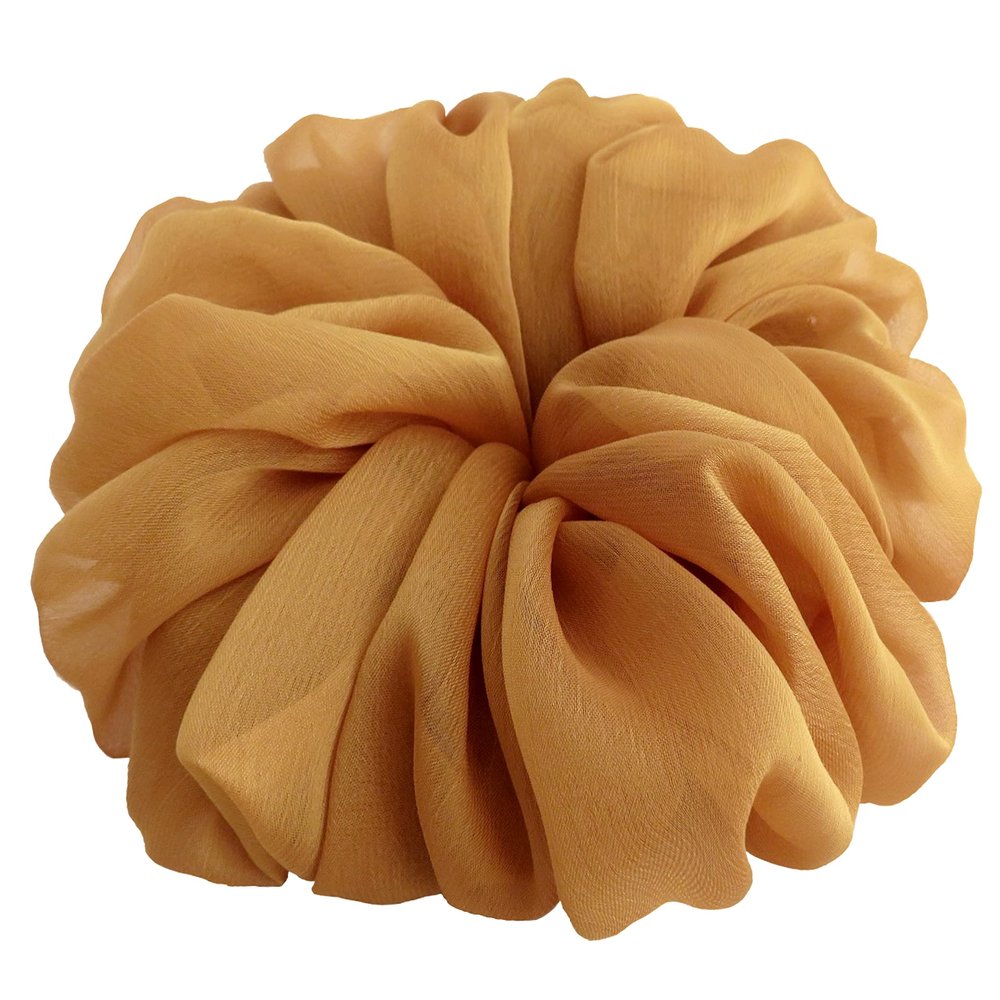38 Colors Available, Big Scrunchies for Hair, Soft Cheer Chiffon large Ponytail Holder, Cute Birthday Gift for Women Girl Teen, Holiday Accessory (Beige)