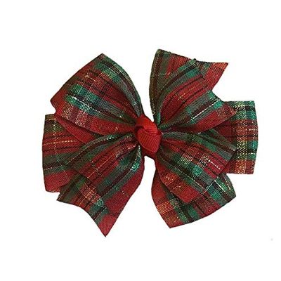 Christmas Plaid Pinwheel Hair Bow