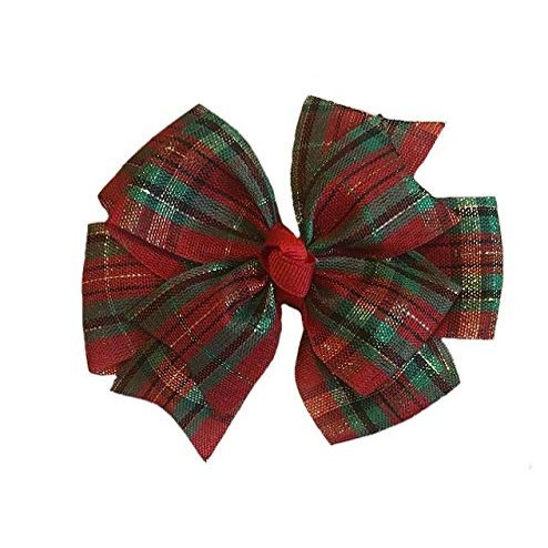 Christmas Plaid Pinwheel Hair Bow