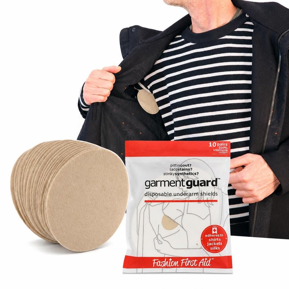 Garment Guard Cotton Underarm Sweat Pads for Women and Men, Beige 10 Pairs