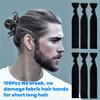 79STYLE 100pcs Men Hair Tie For Man Bun.Man Bands Hair Ties For Mens Long Hair Elastic Fabric Hair Ties Knotted Black Ribbons Knot Men's Ponytail Holders Guys (Black-100pcs) view 2