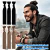 79STYLE 100pcs Men Hair Tie For Man Bun.Man Bands Hair Ties For Mens Long Hair Elastic Fabric Hair Ties Knotted Black Ribbons Knot Men's Ponytail Holders Guys (Black-100pcs) view 4