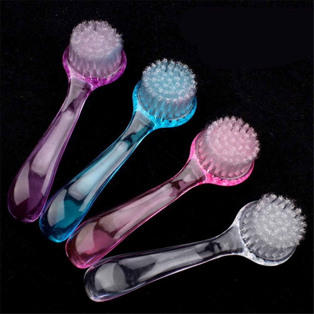 5 Pcs Plastic Nail Dust Clean Cleaning Brushes Pedicure Round Head Cleaning Brush Nail Accesories Tools Nail Art Powder Clean Brush with Cap Random Color