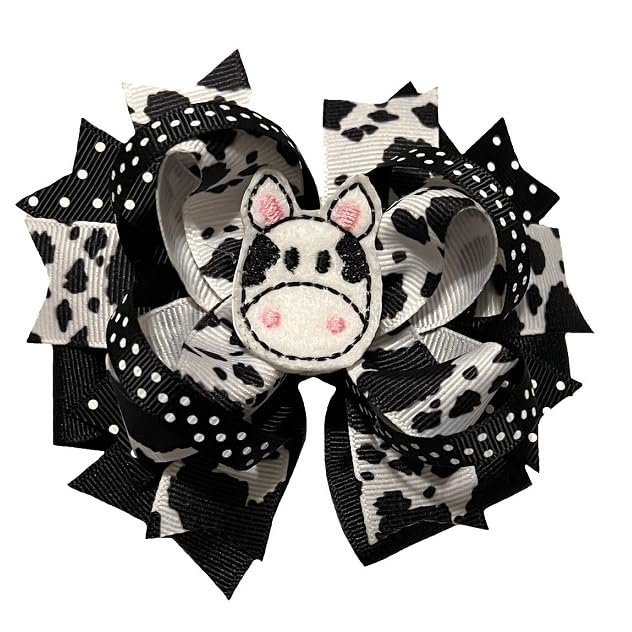 Cow Feltie Boutique Hair Bow