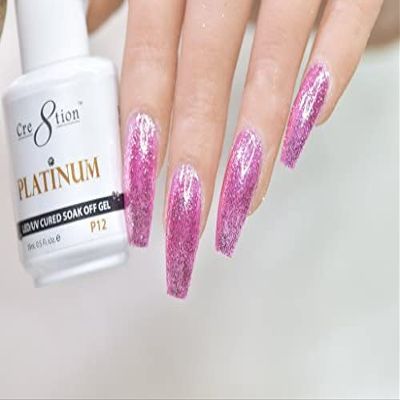 [P12] Cre8tion - Platinum Soak Off Gel [Easy Application] LED/UV Cured 15mL / 0.5 fl oz
