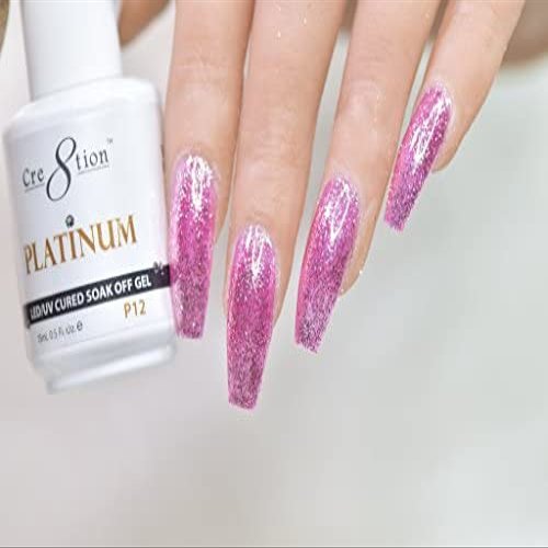 [P12] Cre8tion - Platinum Soak Off Gel [Easy Application] LED/UV Cured 15mL / 0.5 fl oz