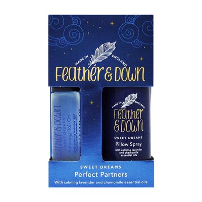 Feather & Down Sweet Dream Perfect Partners Gift Set: 50ml Pillow Spray & 10ml Roll-On, With Calming Lavender & Chamomile Essential Oils, Vegan & Cruelty Free