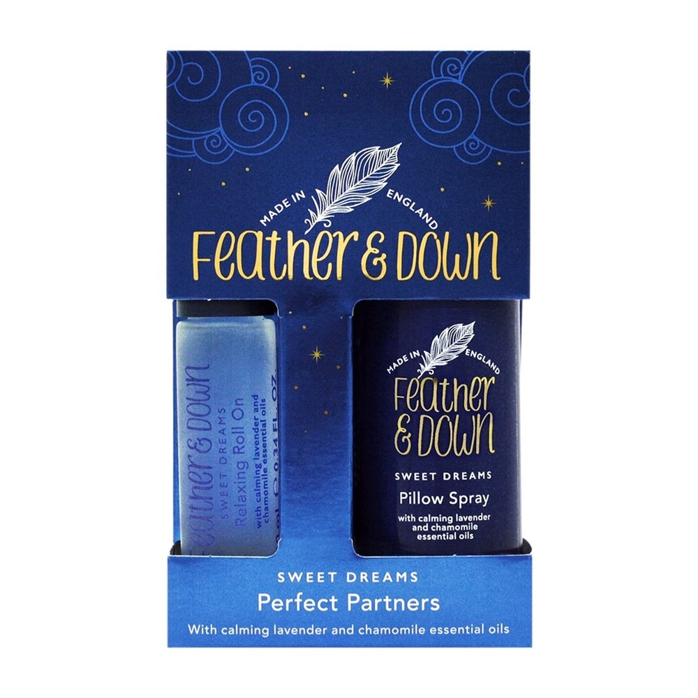 Feather & Down Sweet Dream Perfect Partners Gift Set: 50ml Pillow Spray & 10ml Roll-On, With Calming Lavender & Chamomile Essential Oils, Vegan & Cruelty Free