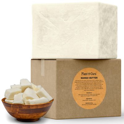 Plant Guru Raw Mango Butter 5 lbs. Bulk 100% Pure Natural Unrefined - Great for Skin, and Hair Growth. DIY Soap Making, Body Butters, Lotions and Creams.