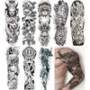 Amyzor 18.9x6.7 Large Temporary Tattoo Stickers 8 Sheets for Teens Guys Men Women, Sexy Fake Tattoo Biker Tattoo Sleeves Waterproof Body Stickers for Full Arms Shoulders Chest & Back, Black 2 view 1