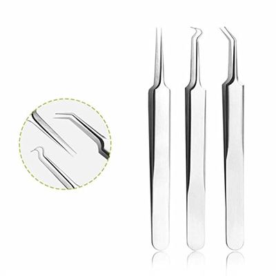 Superior ZRL Stainless Steel Blackhead Acne Blemish Pimple Extractor Remover Needles Bend Curved Blackhead Acne Clip Tweezer Face Care Tool
