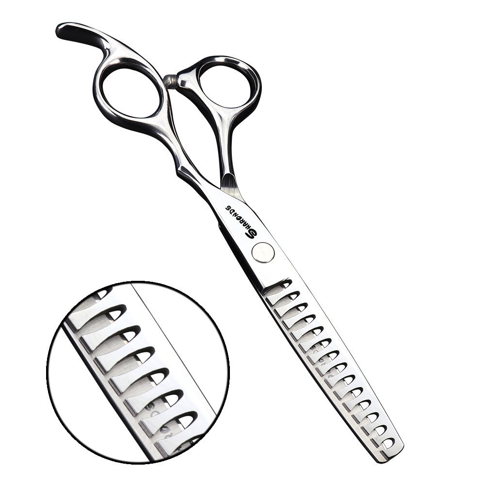 SHARENDS 6/6.5 inch Professional Hair Scissors - Barber Scissors - Stainless Steel - Silver - Modern Style - Right Hand - 6 Inch Teeth-A