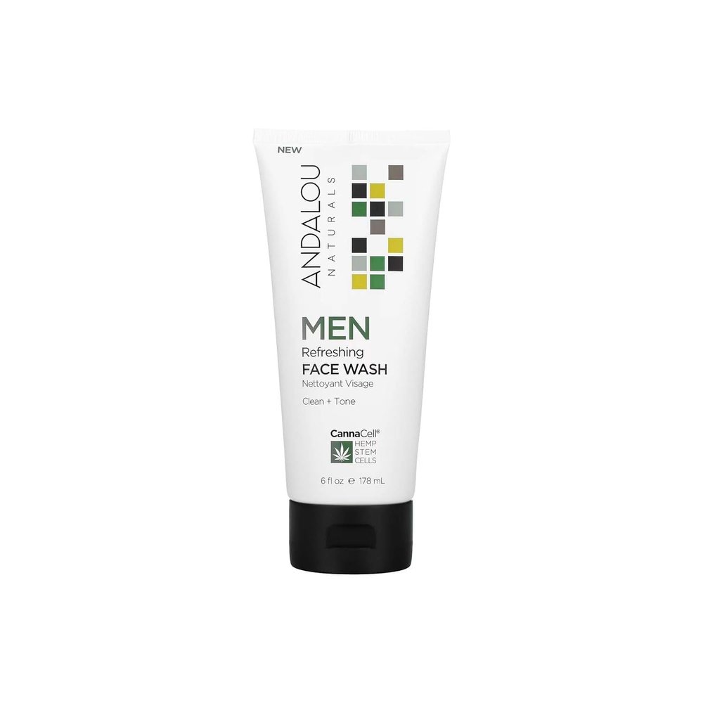 Andalou Naturals Men Refreshing Face Wash with CannaCell, 6 Ounces