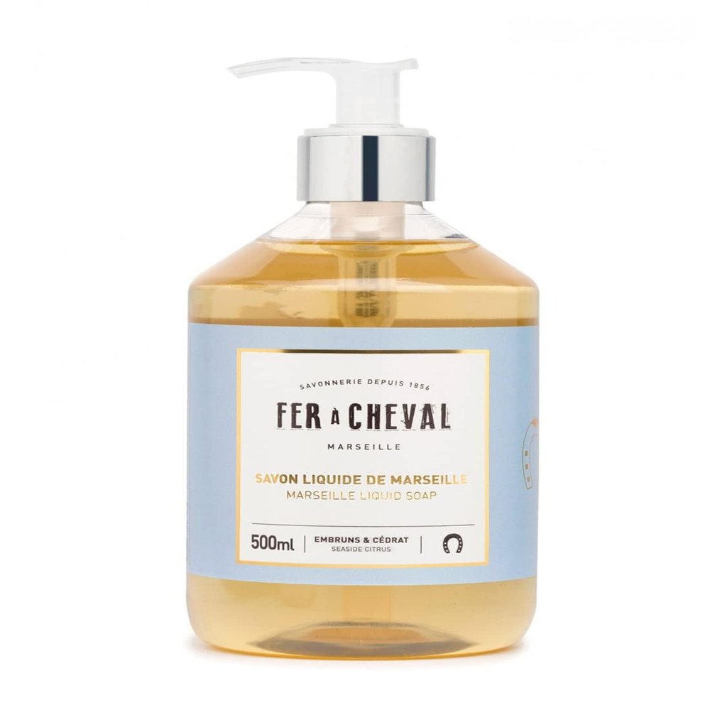 Fer Cheval Marseille Liquid Soap, Luxury French Liquid Soap, Savon Liquide De Marseille, Seaside Citrus, 500 ml/16.9 fl oz