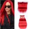 Ruma Hair 8A Rihanna #Red Brazilian Silky Straight Virgin Human Hair Weave Weft Extensions 3 Bundle Deals With Free Part Pre Plucked 13x4 Ear to Ear Full Lace Frontal Closure 4Pcs Lot (20+22 24 26) view 1
