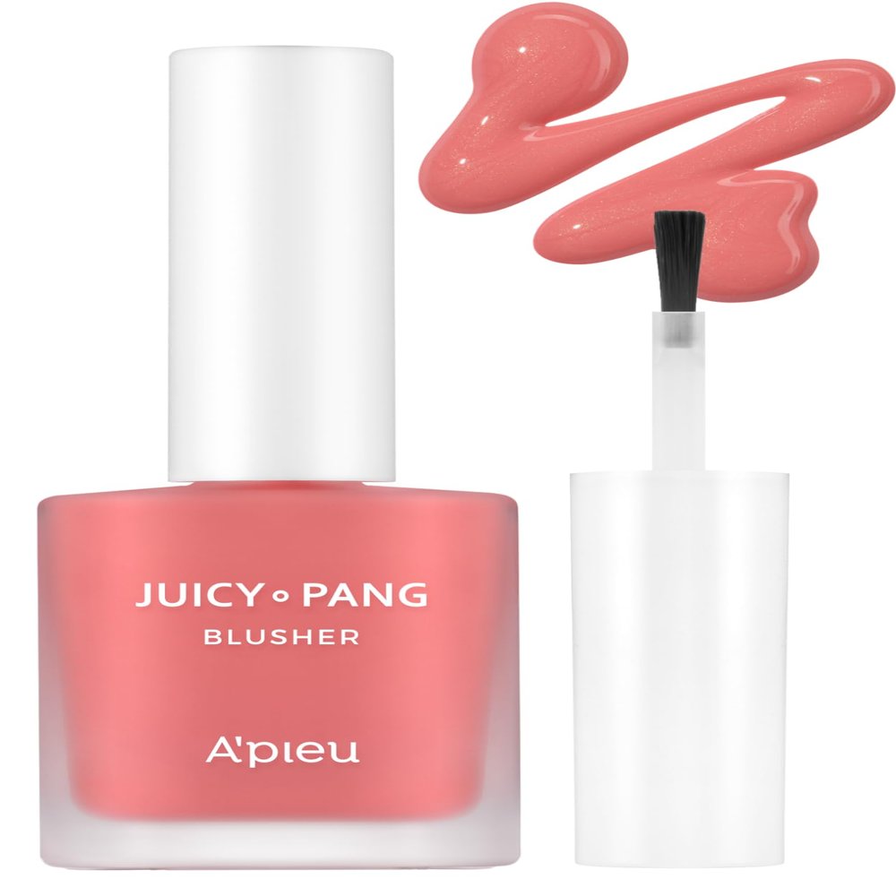 A'PIEU Juicy-Pang Water Blusher [PK04]  Fruity Liquid Blush for Cheeks, Buildable & Blendable Color, Hydrating Dewy Finish with Fruit Extract Blend & Rose Flower Water, 0.31 fl oz