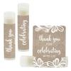 Andaz Press Bridal Shower Bachelorette Party Lip Balm Party Favors, Burlap Lace, Thank You for Celebrating With Us, 12-Pack view 1