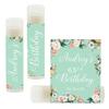 Andaz Press Personalized Milestone Birthday Party Lip Balm Party Favors, Peach Mint Green Floral Garden Party, Audrey's 65th Birthday, 12-Pack, Custom view 1