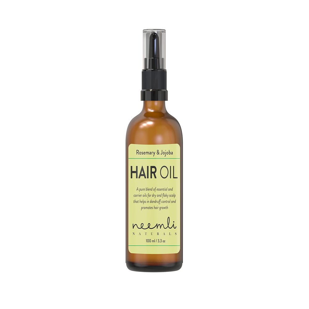 Neemli Naturals Rosemary & Jojoba Hair Oil, Dandruff Free Hair Oil, Promotes Hair Growth, 100% Natural, Skin, Moisturizer, Hair and Nails Growth 100 ml/3.3 Fl Oz (Pack of 1)