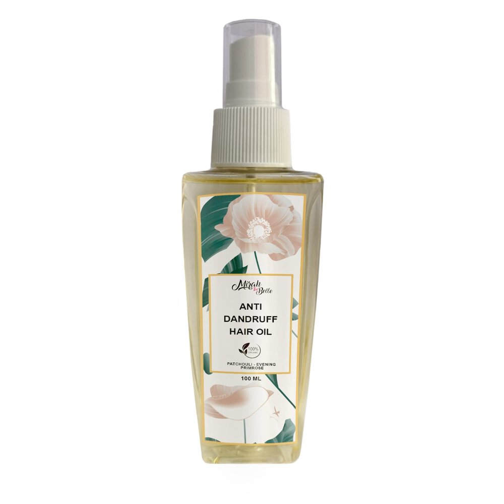 Mirah Belle - Anti - Dandruff Hair oil - Organic and Natural - Evening Primrose, Patchouli, Cedarwood - Vegan and Cruelty Free - 100 ml