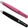 2-Pack Slant Tip Stainless Steel Tweezers for Eyebrows - Professional Precision Tweezing for Facial Hair view 1