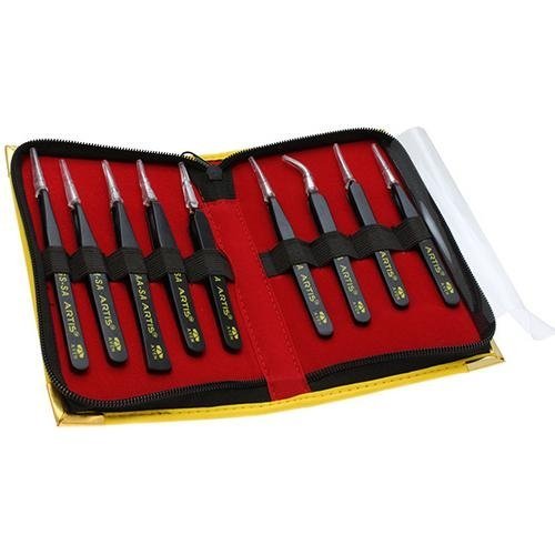 Aven 18480ARS, Artis 9-Piece Tweezer Set with Carrying Case, 3 Cases of 9 pcs