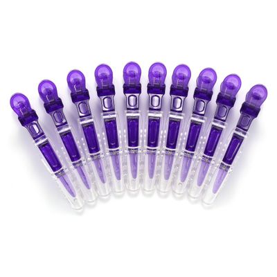 10pcs/set Multicolor Croc Clips Transparent Plastic Hairdresser Clip Hair Styling Sectioning Barrettes Professional Non Slip Alligator Clip Salon DIY Accessories Hairpins (10pcs-Purple)