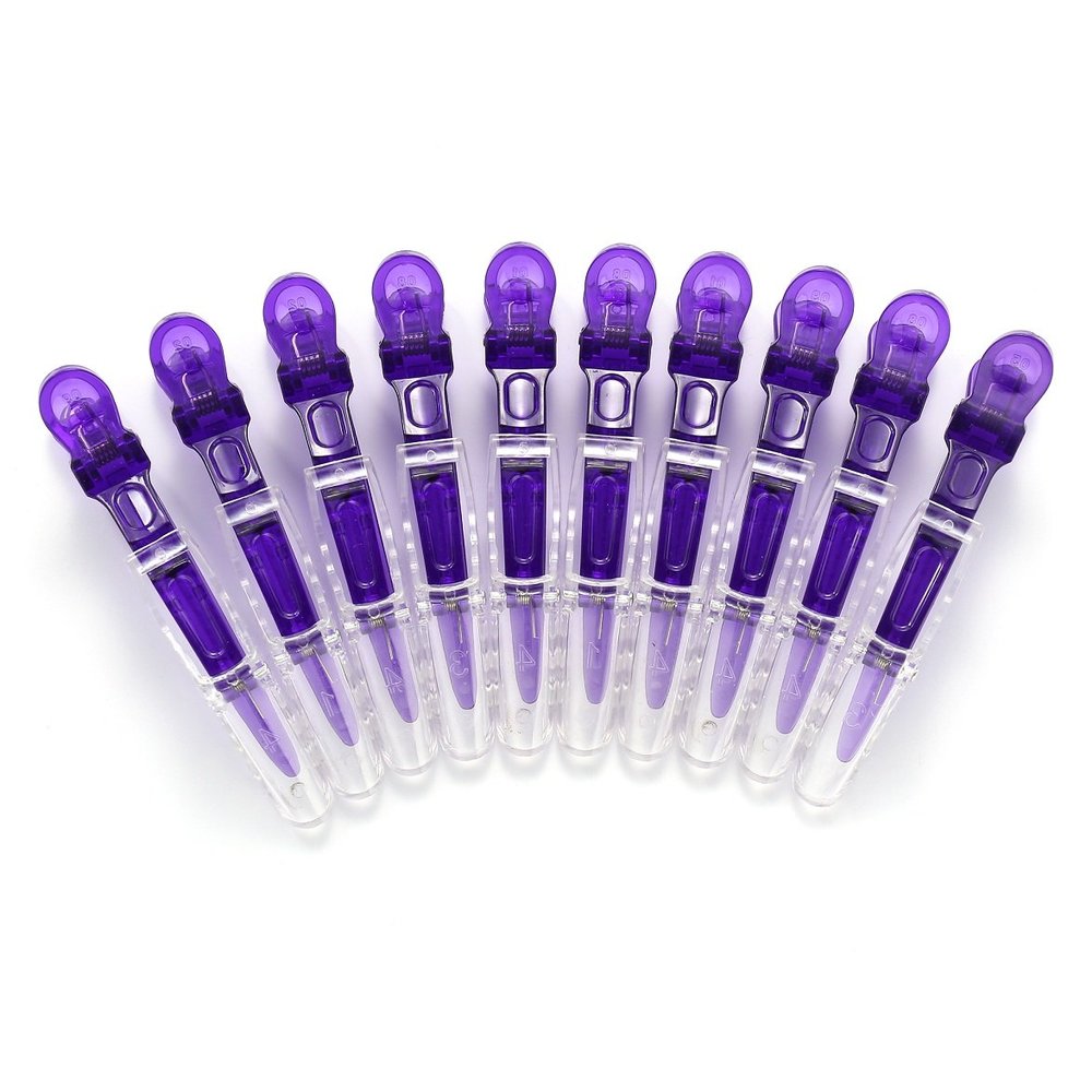 10pcs/set Multicolor Croc Clips Transparent Plastic Hairdresser Clip Hair Styling Sectioning Barrettes Professional Non Slip Alligator Clip Salon DIY Accessories Hairpins (10pcs-Purple)