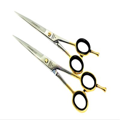German Professional Barber Hairdressing Scissors Shears 1 Pair With Gold Rings Size 6.5" & 6"