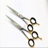 German Professional Barber Hairdressing Scissors Shears 1 Pair With Gold Rings Size 6.5" & 6" view 3