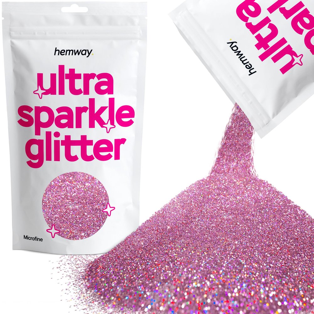 Hemway Premium Ultra Sparkle Glitter Multi-Purpose Metallic Flake for Nail Art, Cosmetic Graded, Makeup, Festival and Hair 100g / 3.5oz - Microfine (1/256 0.004 0.1mm) - Pink Holographic