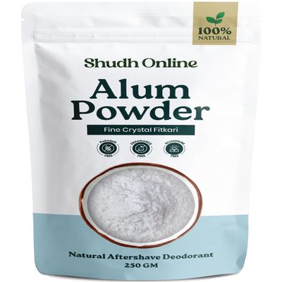 Shudh Online Alum Powder for Skin, Piedra de Alumbre en Polvo (8.8 oz - 250g), Fitkari Alum Stone for Face, Granulado Alumbre para Lavado Intimo, Tawas Allum Salt Spice
