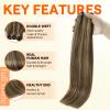 Full Shine Hair Extensions Real Human Hair 22 Inch Weft Hair Extensions Human Hair Sew In Extensions Remy Straight Hair For Women Machine Weft Extensions Color Brown Highlight Blonde 105G view 2