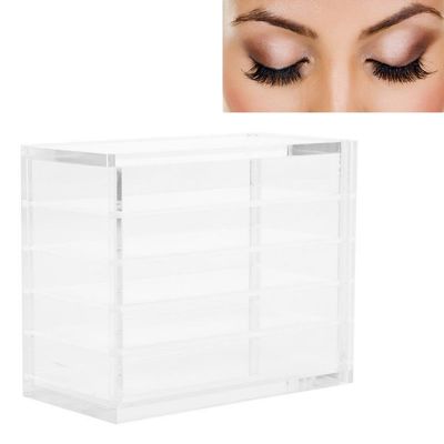 5-Layer Clear False Eyelash Case with Glue Pallets & Grafting Holders Compact, Stackable, Travel-Friendly Makeup Storage Box Fit for Strip Lashes