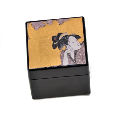 Foilichi A182-04002 Ukiyo-e Foil Jewelry Box, Monosei no Pine, 3.1 x 3.1 x 2.6 inches (8 x 8 x 6.5 cm), Uses Kanazawa Foil
