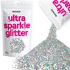 Hemway Premium Ultra Sparkle Glitter Multi Purpose Metallic Flake for Arts Crafts Nails Cosmetics Resin Festival Face Hair - Silver Holographic - Extra Chunky (1/24" 0.040" 1mm) 100g / 3.5oz view 1