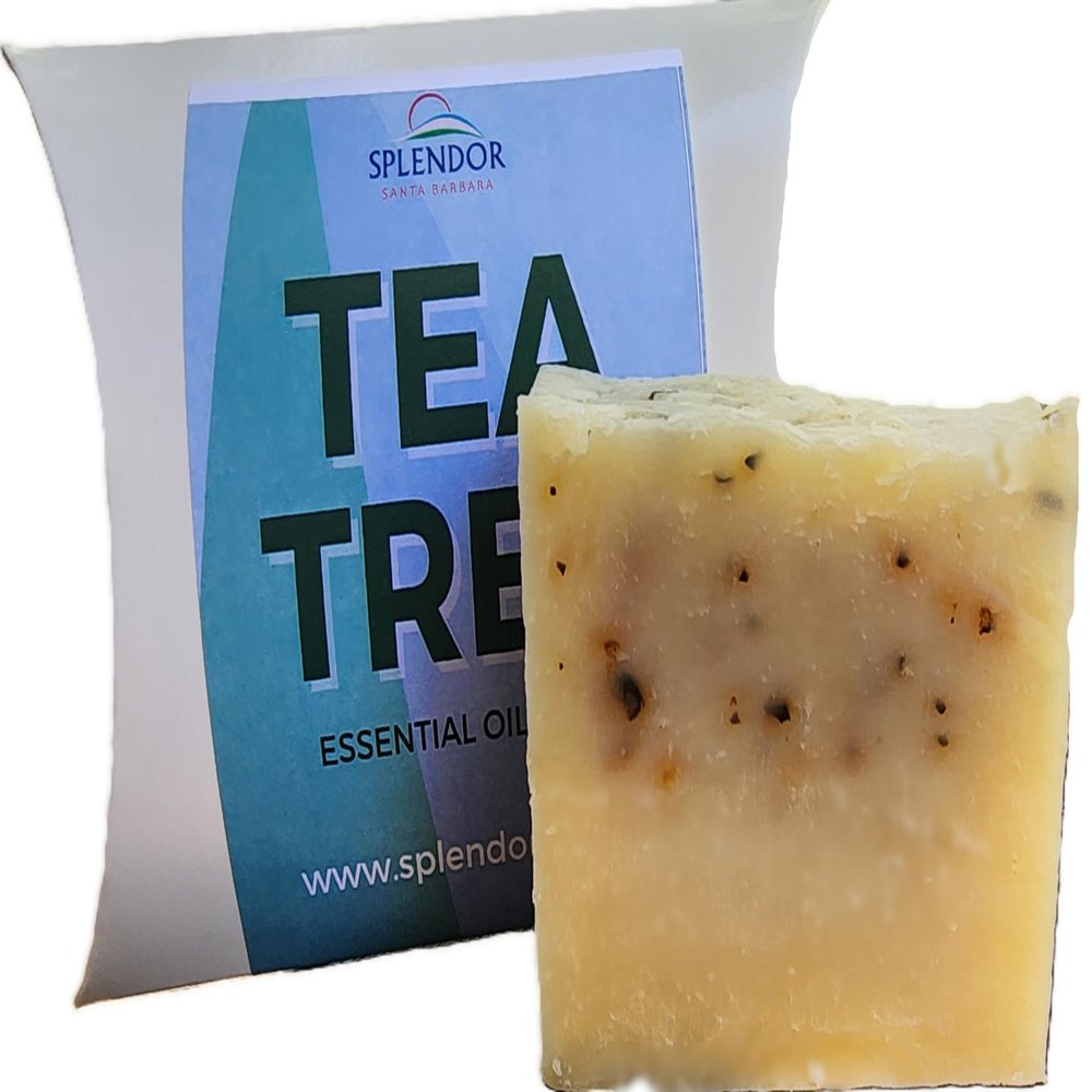 Splendor Tea Tree Soap Bar  Handmade Cold Process Natural Face & Body Soap with Eucalyptus & Peppermint  Vegan, Moisturizing, Gentle Cleanse with Shea Butter