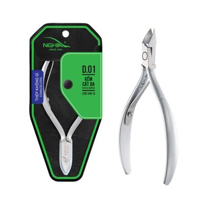 NGHIA Cuticle Nipper - D-01 JAW 16 | Stainless Steel | Durable and Sharp | Ergonomic Design | Grey Plated | Ideal for Salons and Home Use