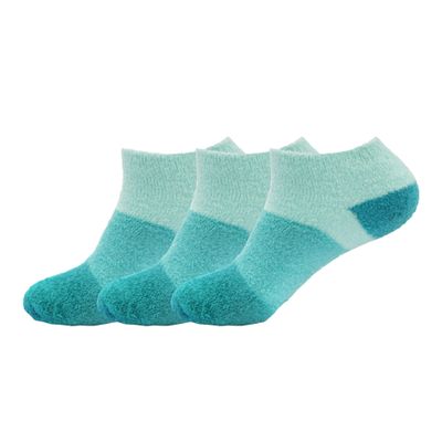 BambooMN Women's X-Large Fuzzy Soft Aloe Infused Nylon Spa Socks, Aquamarine, 3 Pairs