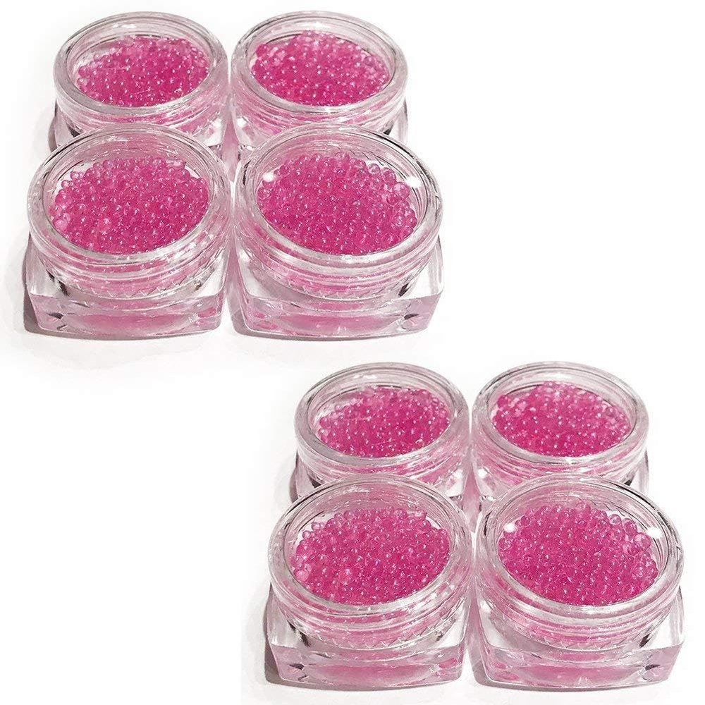 Magik Mini Bubble Beads 3D Nail Art Decoration Manicure 1-3mm Mixed Colorful DIY (8 Pack, Hot Pink)