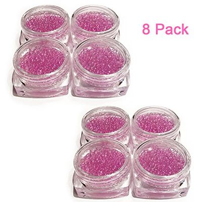 Magik Mini Bubble Beads 3D Nail Art Decoration Manicure 1-3mm Mixed Colorful DIY (8 Pack, Light Purple)