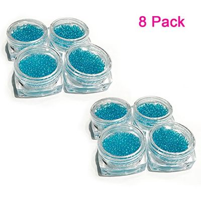 Magik Mini Bubble Beads 3D Nail Art Decoration Manicure 1-3mm Mixed Colorful DIY (8 Pack, Blue)