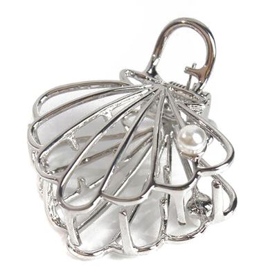 Suoirblss Simple Alloy Metal Vintage Hair Clip Punk Metal Hair Claw mitation Pearl Hair Accessories for Women Girl Bath (Silver)