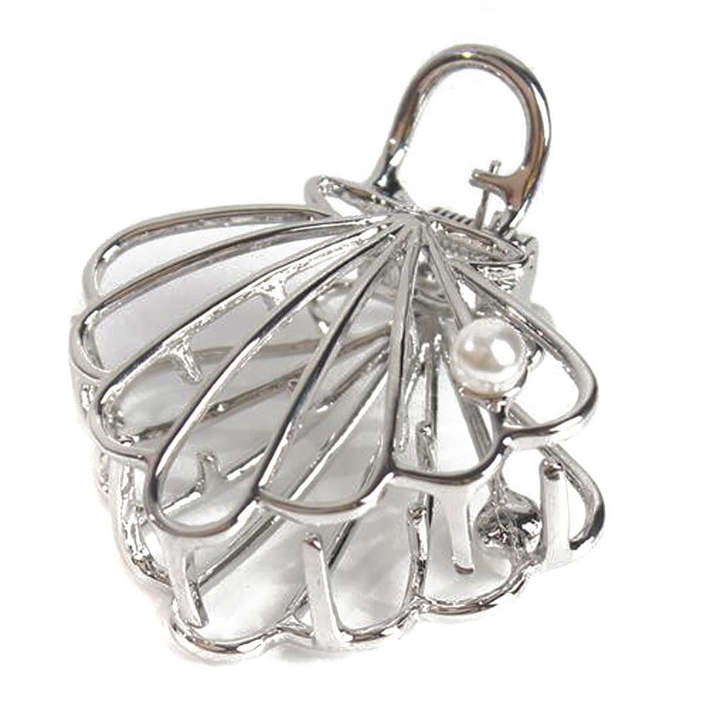 Suoirblss Simple Alloy Metal Vintage Hair Clip Punk Metal Hair Claw mitation Pearl Hair Accessories for Women Girl Bath (Silver)
