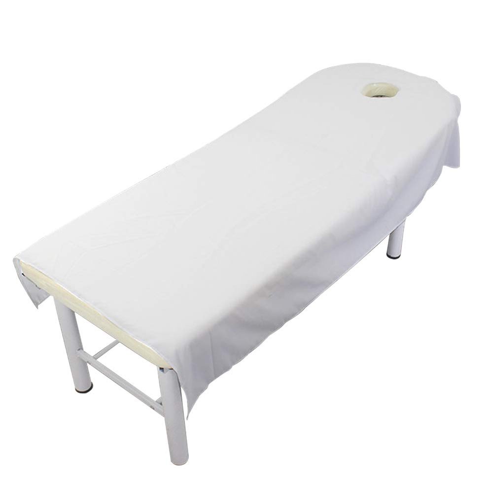 Beauty Massage Treatment Soft Sheets Spa Massage Treatment Table Bed Cover with Hole (White)